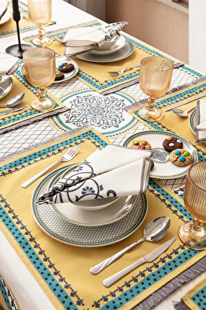 Masa Örtüsü Takımı, 6'lı Amerikan Servis, 6'lı Peçete, Runner, Masa Örtüsü