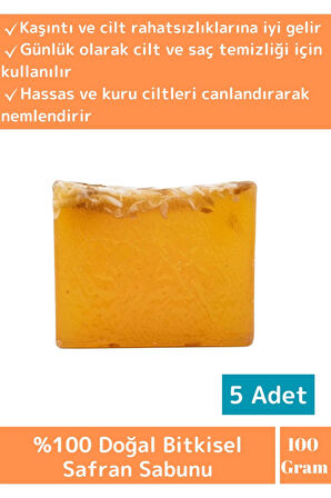Doğal %100 Saf Özel Üretim Saç Cilt Vücut Kullanım Cilt Sıkılaştırıcı Safran Sabunu 5 Adet