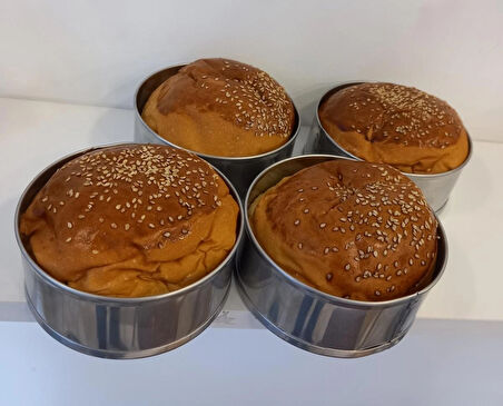 RENUZU Ponçik Ekmek & Hamburger Ekmek Kalıbı 4 Lü Genişlik 8,5cm Derinlik 3,5cm Paslanmaz Krom 304