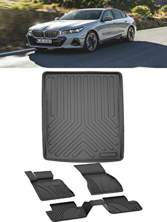 Sahler Premıum Bmw G60 2024 ve Sonrası 4.5D Paspas 3D Rizline Bagaj Havuzu Set