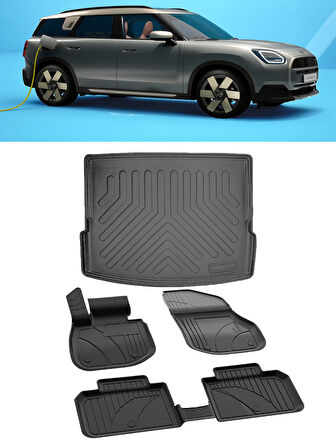 Sahler Mini Counrtyman Elektrikli 2024 ve Sonrası 4.5D Paspas 3D Rizline Bagaj Havuzu