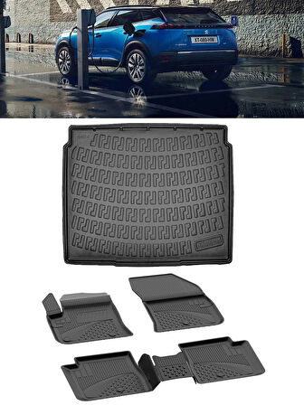 Sahler Peugeot 2008 Elektrikli 2022 ve Sonrası 4.5D Paspas 3D Rizline ALT Bagaj Havuzu