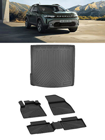 Sahler Renault Duster 2025 ve Sonrası 4.5D Paspas 3D Rizline Bagaj Havuzu Set
