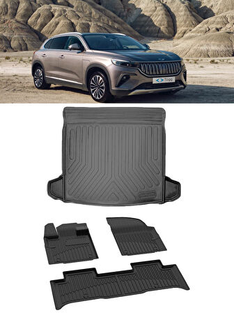 Sahler Togg T10X 2023 ve Sonrası 4.5D Premıum Paspas 3D Rizline Bagaj Havuzu Set