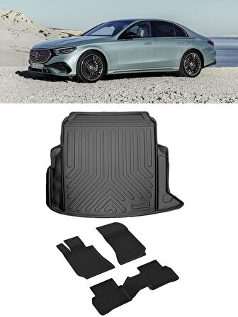 Sahler Mercedes E Seri W214 2023 ve Sonrası 4.5D Paspas 3D Rizline Bagaj Havuzu Set