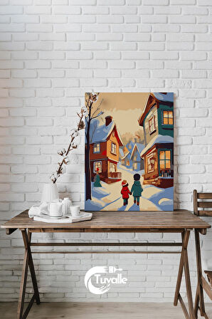 Sakin Suların Şarkısı Sayılarla Boyama Seti, Hobi Seti, 40X50 Tablo, Fırça Boya, Numaralı Tuval