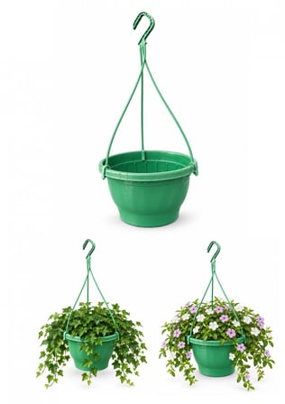 yeşi̇l makrome saksi 5 adet 2.5 lt / 21 cm (aski dahi̇l 50 cm)