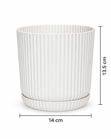 LINJE DEKORATİF SAKSI BEYAZ ( 14 CM İÇ & DIŞ MEKAN PP SAKSI)