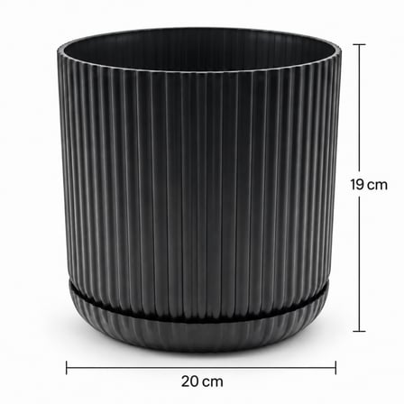 LINJE DEKORATİF SAKSI SİYAH 5 Litre (İÇ &DIŞ MEKAN PP SAKSI)