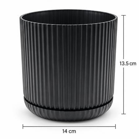 LINJE DEKORATİF SAKSI SİYAH 3 ADET 14 Cm ( İÇ &DIŞ MEKAN PP SAKSI )