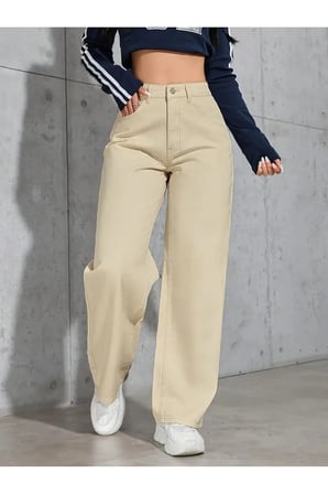 Adel Kadın 90's Likralı Süper Yüksek Bel Salaş Jeans Palazzo Kot Pantolon BEEKE1001
