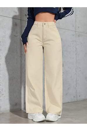 Adel Kadın 90's Likralı Süper Yüksek Bel Salaş Jeans Palazzo Kot Pantolon BEEKE1001