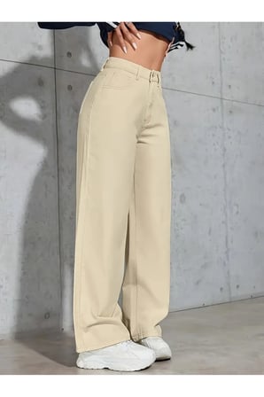 Adel Kadın 90's Likralı Süper Yüksek Bel Salaş Jeans Palazzo Kot Pantolon BEEKE1001
