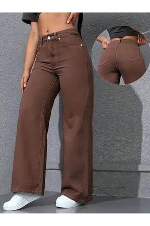 Adel Kadın 90's Likralı Süper Yüksek Bel Salaş Jeans Palazzo Kot Pantolon BEEKE1001