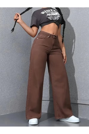 Adel Kadın 90's Likralı Süper Yüksek Bel Salaş Jeans Palazzo Kot Pantolon BEEKE1001