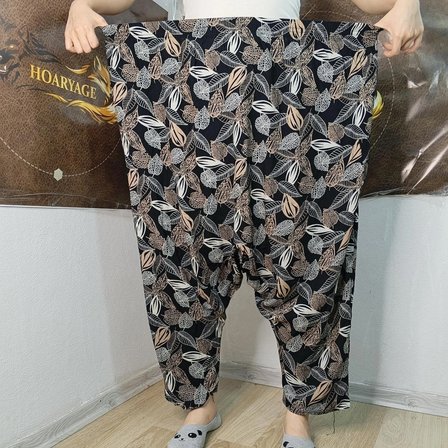 Otantik Köy Şalvarı %100 Pamuk Viskon Çiçek Desenli Rahat Kesim Ağlı Kadın Şalvarı 38BEDEN 100 KG