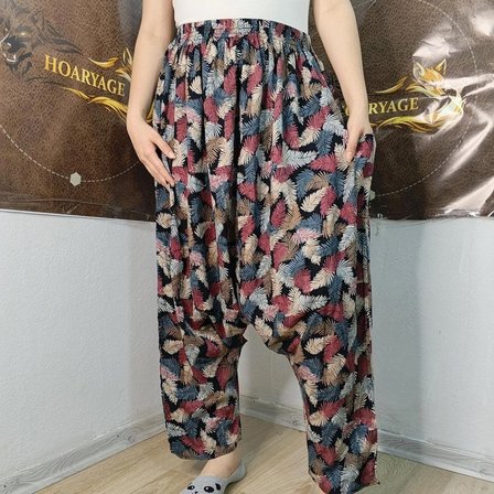 Otantik Köy Şalvarı %100 Pamuk Viskon Çiçek Desenli Rahat Kesim Ağlı Kadın Şalvarı 38BEDEN 100 KG