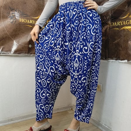 Otantik Köy Şalvarı %100 Pamuk Viskon Çiçek Desenli Rahat Kesim Ağlı Kadın Şalvarı 38BEDEN 100 KG