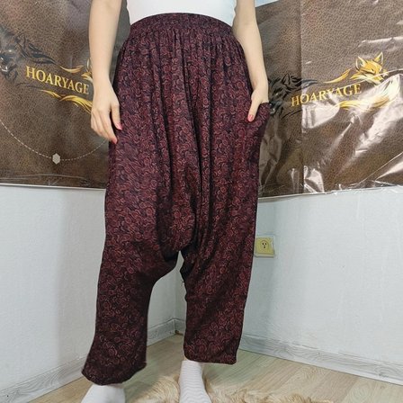 Otantik Köy Şalvarı %100 Pamuk Viskon Çiçek Desenli Rahat Kesim Ağlı Kadın Şalvarı 38BEDEN 100 KG