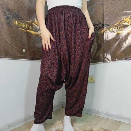 Otantik Köy Şalvarı %100 Pamuk Viskon Çiçek Desenli Rahat Kesim Ağlı Kadın Şalvarı 38BEDEN 100 KG