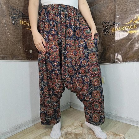 Otantik Köy Şalvarı %100 Pamuk Viskon Çiçek Desenli Rahat Kesim Ağlı Kadın Şalvarı 38BEDEN 100 KG