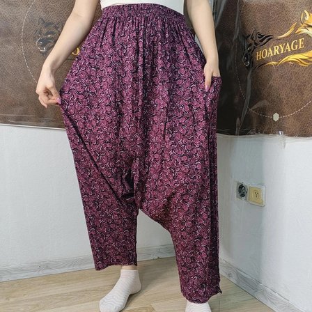Otantik Köy Şalvarı %100 Pamuk Viskon Çiçek Desenli Rahat Kesim Ağlı Kadın Şalvarı 38BEDEN 100 KG
