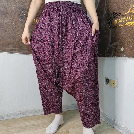 Otantik Köy Şalvarı %100 Pamuk Viskon Çiçek Desenli Rahat Kesim Ağlı Kadın Şalvarı 38BEDEN 100 KG
