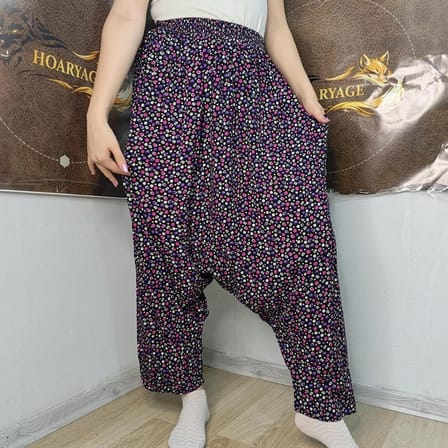 Otantik Köy Şalvarı %100 Pamuk Viskon Çiçek Desenli Rahat Kesim Ağlı Kadın Şalvarı 38BEDEN 100 KG