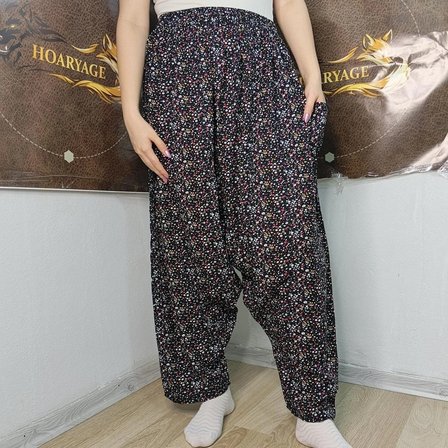 Otantik Köy Şalvarı %100 Pamuk Viskon Çiçek Desenli Rahat Kesim Ağlı Kadın Şalvarı 38BEDEN 100 KG