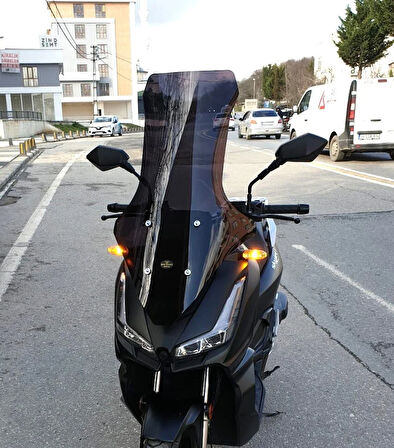 MOTOCAM Salcano Wind 150 Siperlik Ön Cam 2023-2025 Model 78cm Siyah Renkli 4mm