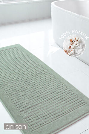 Sandy Yeşil Büyük Ayak Havlusu - 50x120 Cm , 920 GR %100 Pamuk, Spa Ve Otel Banyo Paspası 