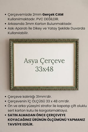 33 x 48 cm Osmanlı Saray Serisi Camlı Oda Mutfak Salon Koridor Poster ve Resim Çerçevesi