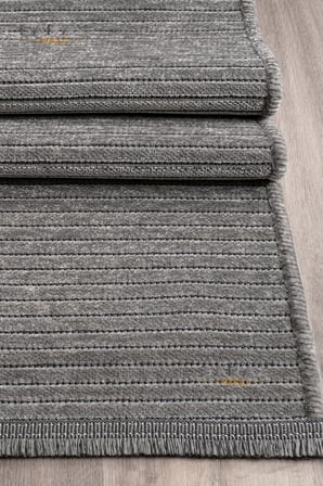 Dizayn Şönil Dokuma Kayma Yapmaz Makinede Yıkanabilir Leke Tutmaz Kesme Bohem Kilim Gri