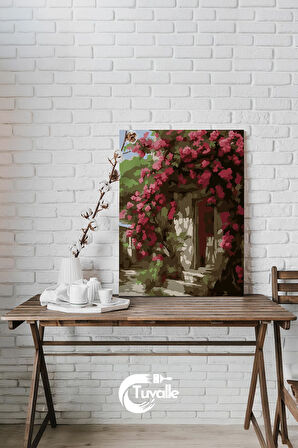 Sarmaşıklar Altında Sayılarla Boyama Seti, Hobi Seti, 40X50 Tablo, Fırça Boya, Numaralı Tuval