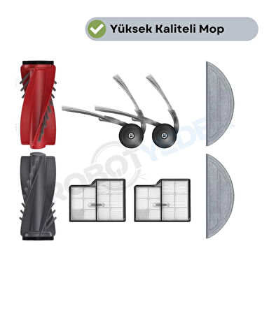 Roborock Saros 10 Uyumlu Fırça Hepa Filtre Mop Seti-7 Parça