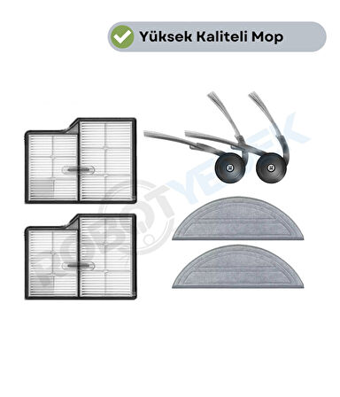 Roborock Saros 10 Uyumlu Hepa Filtre Yan Fırça Mop-6 Parça