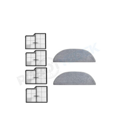 Roborock Saros 10 Uyumlu Hepa Filtre ve Mop-6 Parça
