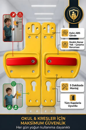 Bariyerli Kapı Kolu | Çocuk Güvenlikli | Okul, Kreş ve Eğitim Alanlarına Uygun | Kırılmaz