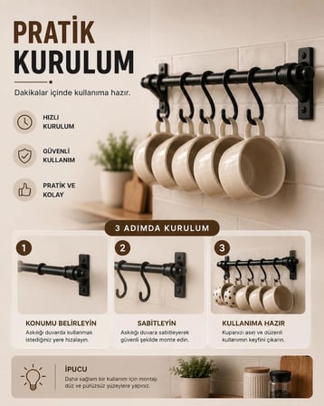 Metal borulu askı ve kanca
