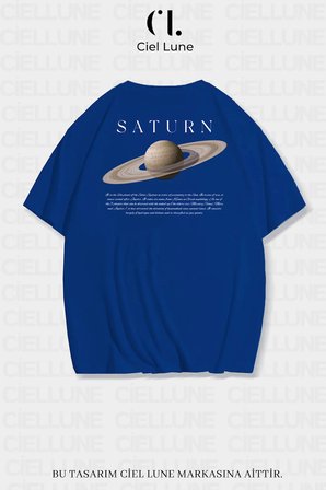 unisex kadın erkek saturn baskılı özel tasarım oversize t-shirt