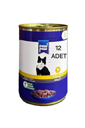Saygın Pet Paw Paw Parça Etli Jelli Tavuklu Kedi Konservesi 400 gr 12 Adet