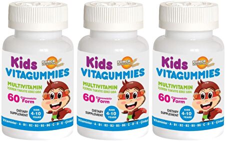 Kids Vitagummies 4-10 Yaş Çocuk Multivitamin 3x60 Çignenebilir Form