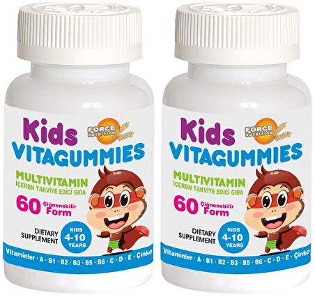 Kids Vitagummies 4-10 Yaş Çocuk Multivitamin 2x60 Çignenebilir Form