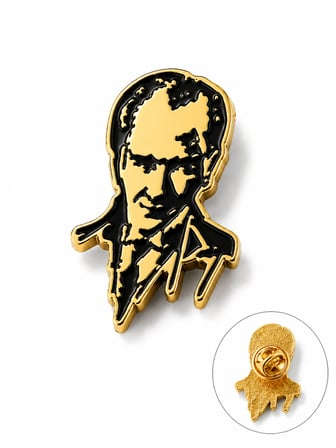 Atatürk Gold Renk Rozet Unisex Yaka Aksesuarı