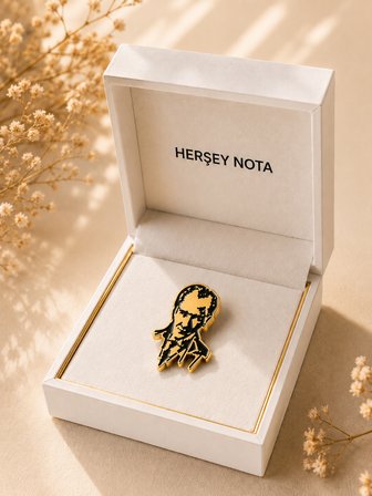 Atatürk Gold Renk Rozet Unisex Yaka Aksesuarı