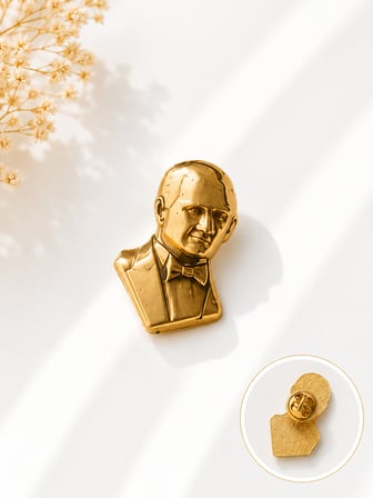 Atatürk Büst Gold Renk Rozet Unisex Yaka Aksesuarı