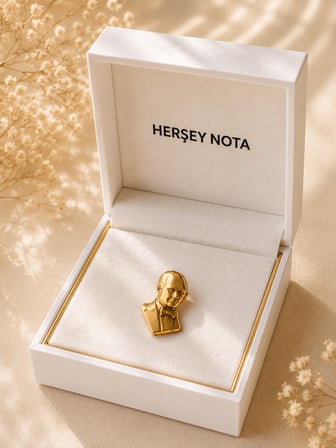 Atatürk Büst Gold Renk Rozet Unisex Yaka Aksesuarı