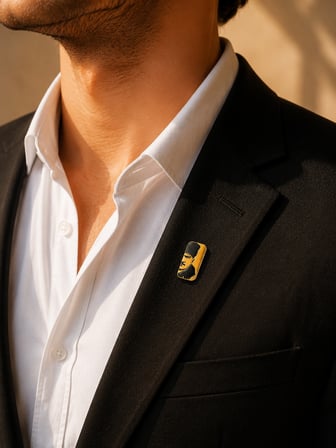 Atatürk Dikdörtgen Gold Renk Rozet Unisex Yaka Aksesuarı