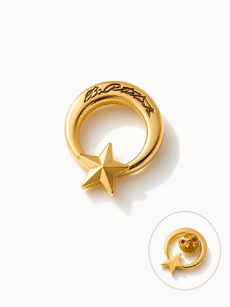 Atatürk İmzalı Ay Yıldız Gold Renk Rozet Unisex Yaka Aksesuarı