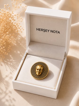 Atatürk Büst Gold Renk Rozet Unisex Yaka Aksesuarı